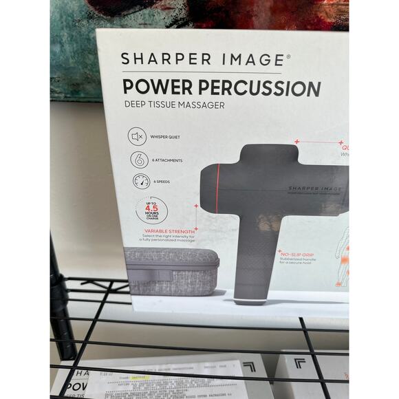 SHARPER IMAGE Power Percussion Deep Tissue Massager  With 6 Attachments - Picture 3 of 6